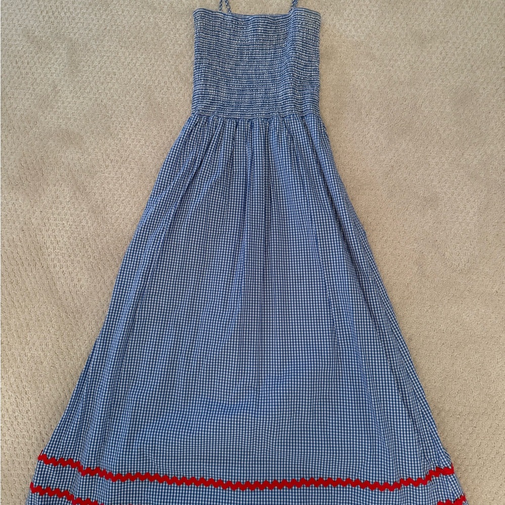 Sail to Sable Blue and Red Gingham Womens Dress. Like New Condition